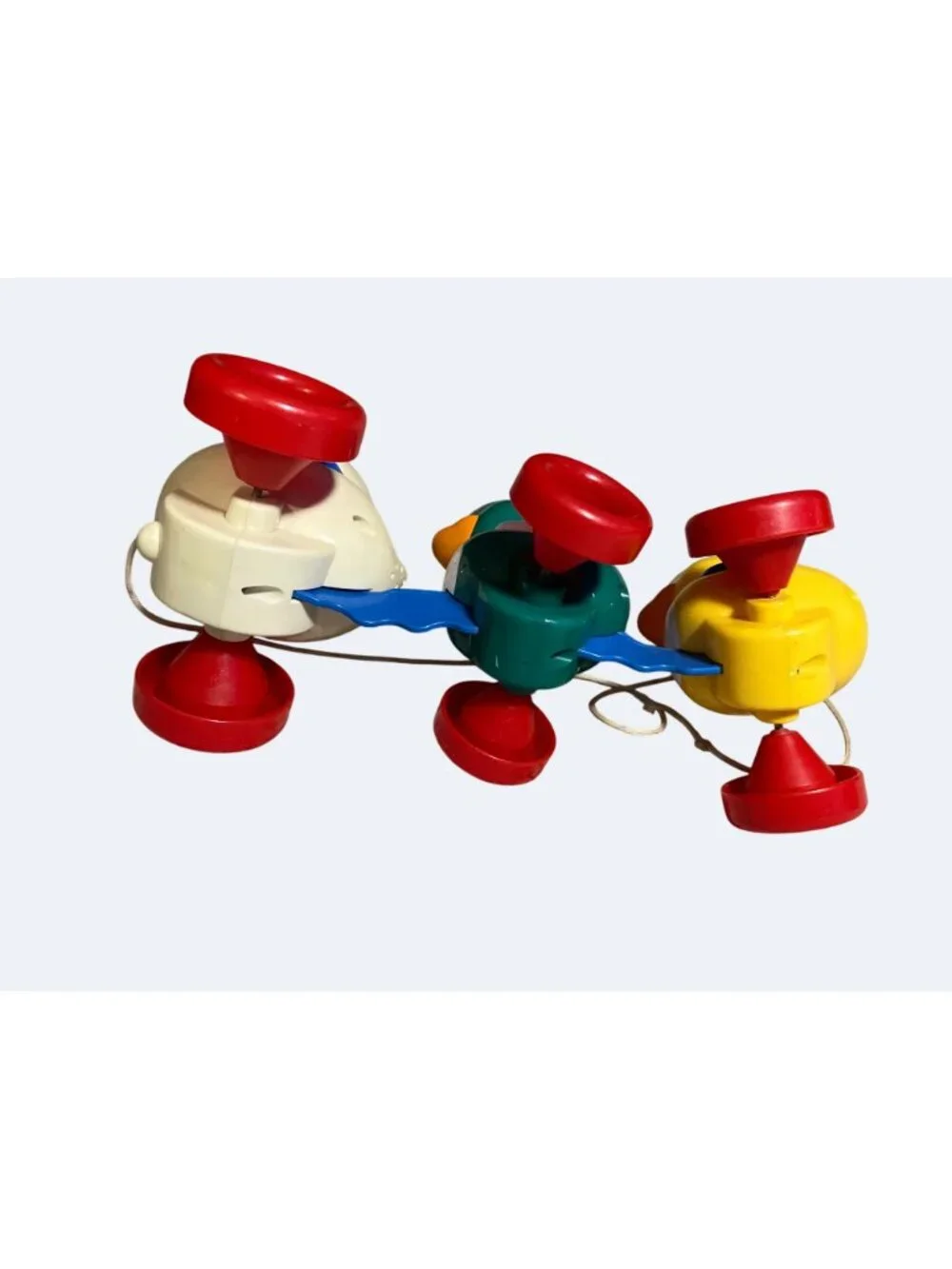 Tomy Vintage Pull-Along Duck Family Toy With Rolling Wheels & String Plastic